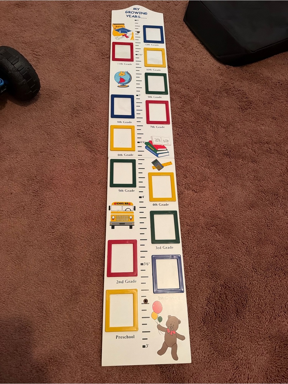 Kids Growth Chart Wall Poster with Colorful Grade Frames